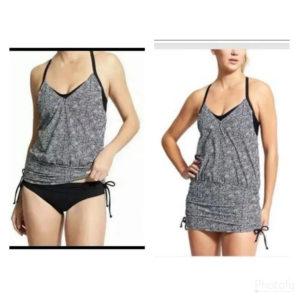 Athleta Laguana Side Scrunch Tankini Top Shirred Sides Convertible Straps 34 B/C